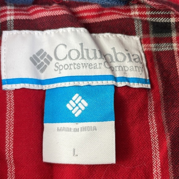 Columbia Men’s Red Black Long Sleeved Button Down collared Shirt, size Large - Picture 2 of 9